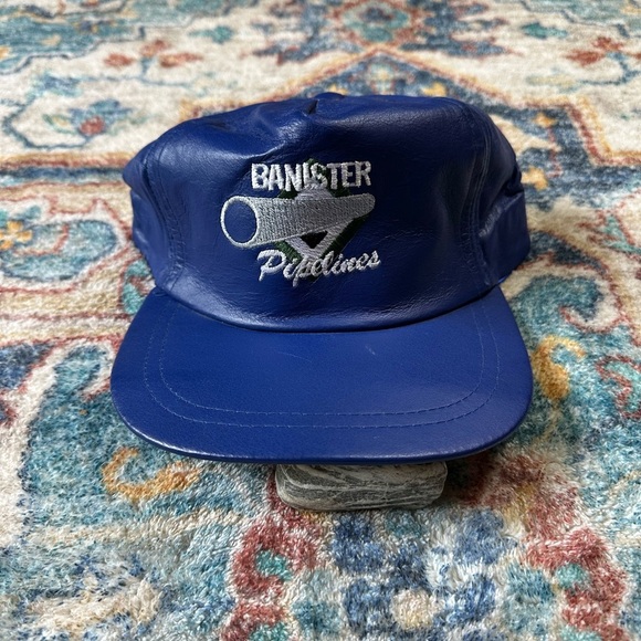 Vintage 80s Banister Pipelines Leather Trucker Hat - Picture 1 of 7